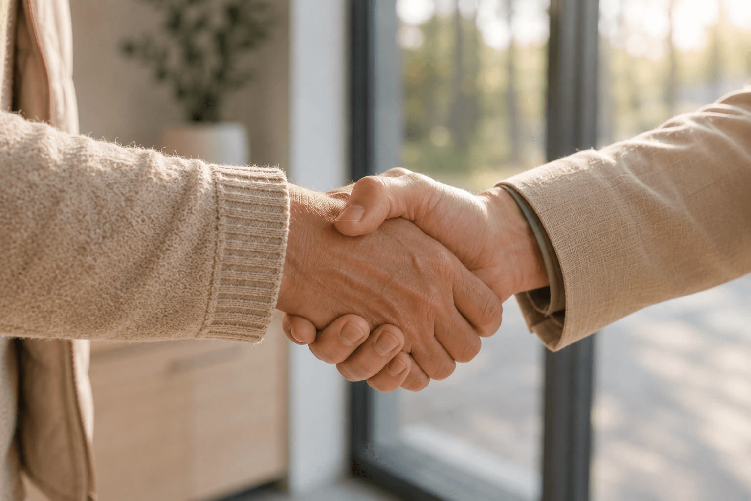Handschlag als Zeichen für verlässliche Betreuung über den Kauf hinaus